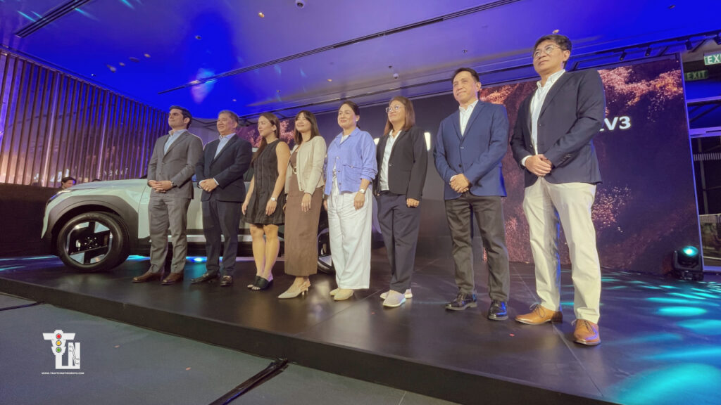 all-new Kia EV3 Philippines electric SUV on display with Kia executives at the Mobility launch event.