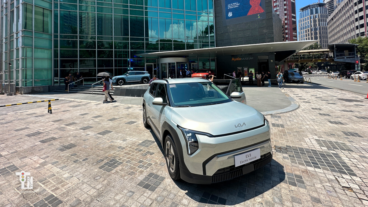Front angle view of the all-new Kia EV3 Philippines electric SUV on display at the AC Mobility launch event.