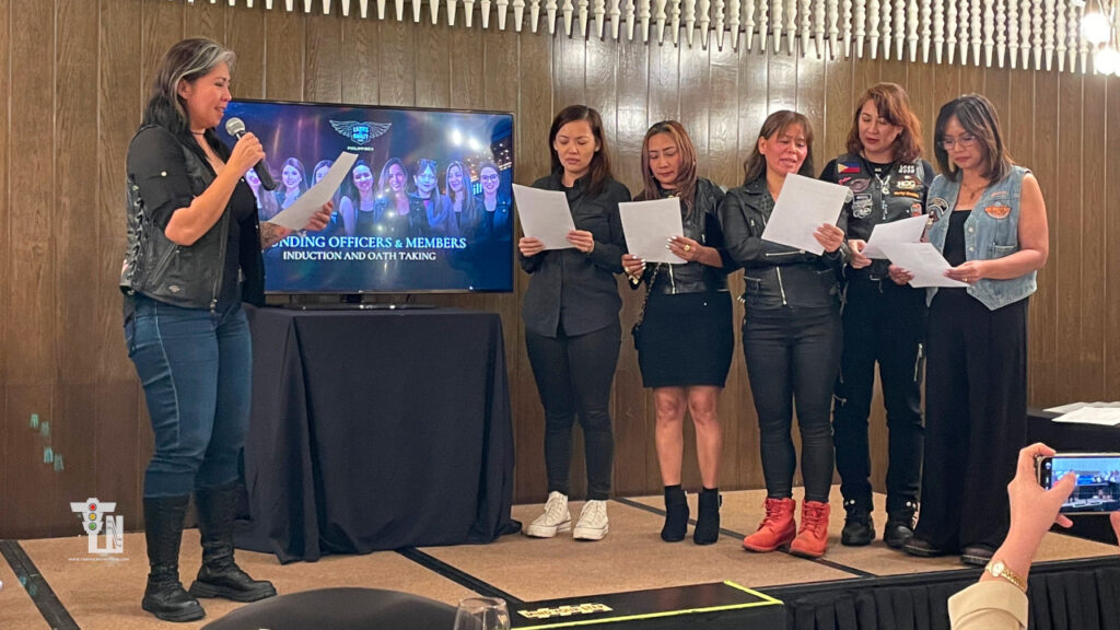 Ladies of Harley Philippines founding officers taking their oath during the official chapter induction ceremony