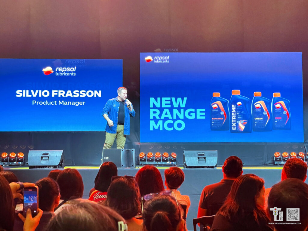Repsol Product Manager Silvio Frasman presenting the new motorcycle oil lineup technology in the Philippines