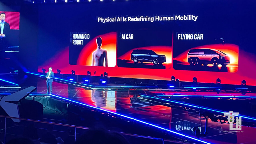Xpeng VP James Wu presenting the Physical AI strategy on stage