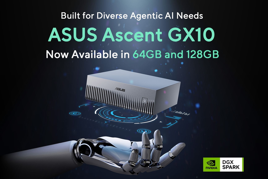 Sleek, compact stellar grey ASUS Ascent GX10 AI supercomputer